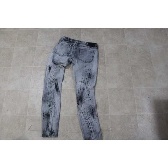 Express jeans size 9 gray with black paint splatter Zelda Ultra Skinny EUC CUTE - Picture 7 of 8